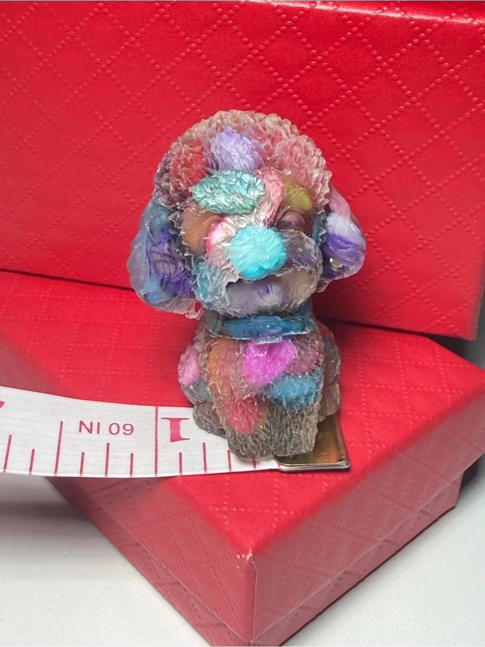 Multicolor Decorative Crystal Chip Dog Figurine - Colorful Resin Pet 1.75 inches